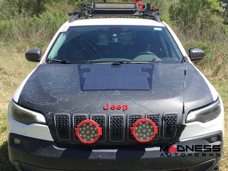 Jeep Cherokee KL Flexible Solar Panel Kit - Complete Kit w/ Waterproof Controller + Hood Decal - 75W